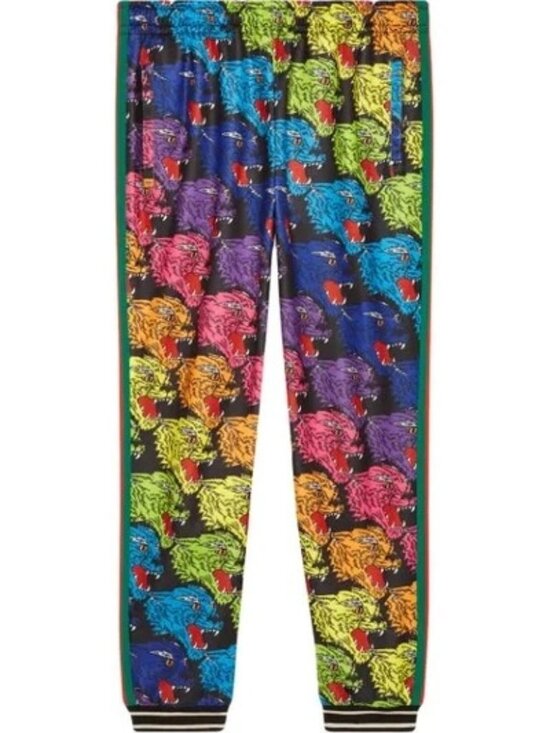 Gucci Other - AR-1. Gucci Panther Face Technical Jersey Jogging Pants Blue Multi Large